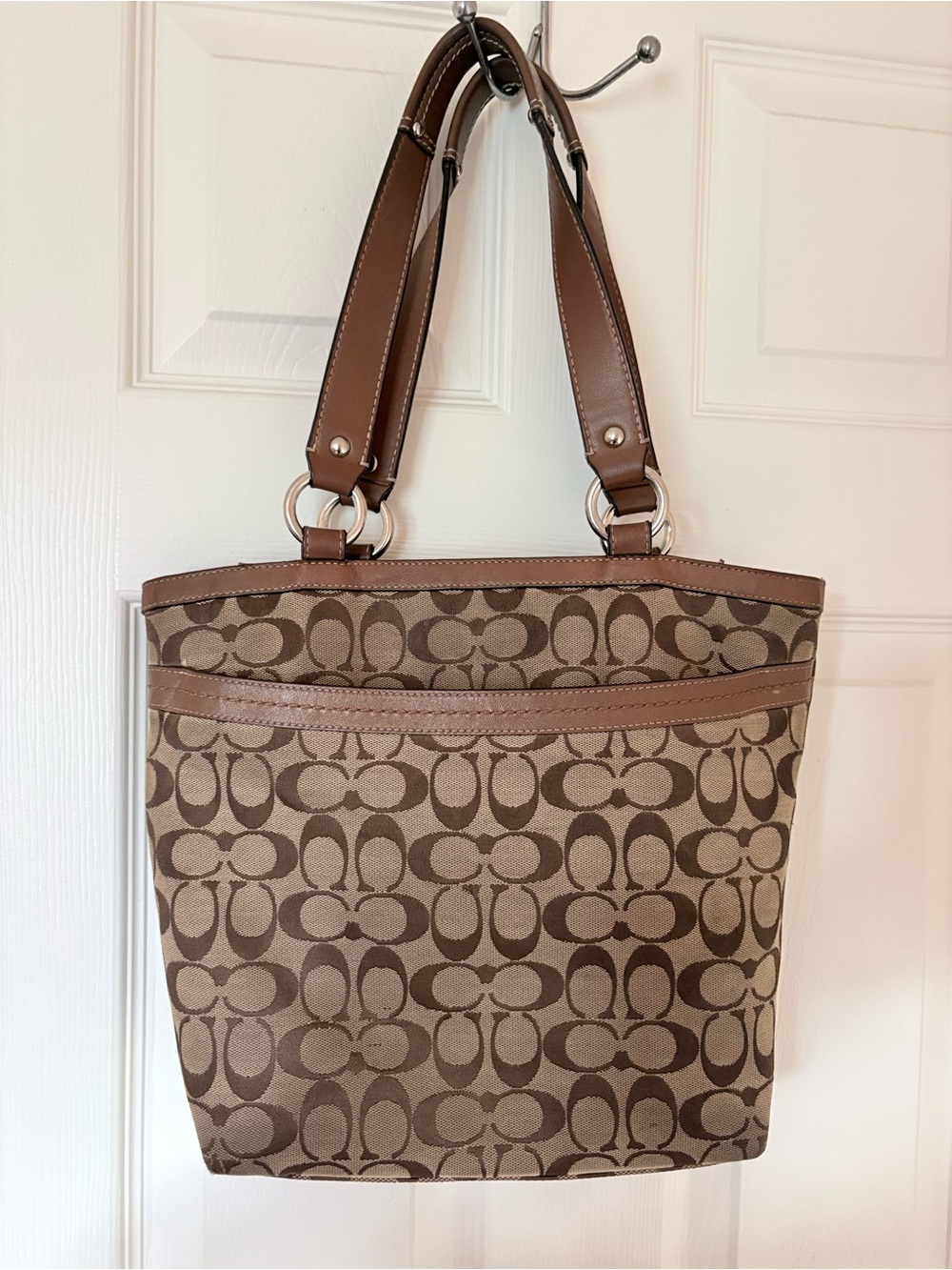 Coach Signature Canvas Tote in Brown and Tan